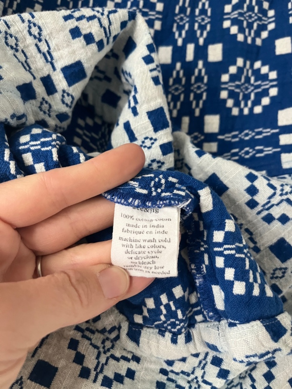 Ace & Jig Blue and White Geometric Sleeveless Blouse - Picture 5 of 5